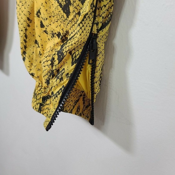 Pam & Gela Snake Print Track Pants Elastic Waist Ankle Zipper‎ Yellow Black P - Picture 6 of 12